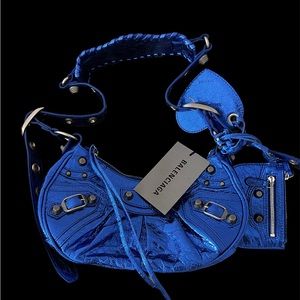 Metallic Blue Le Cagole Balenciaga Bag XS